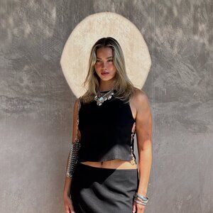 12th Tribe Brooke Black Linen Mini Skirt Size XLXL